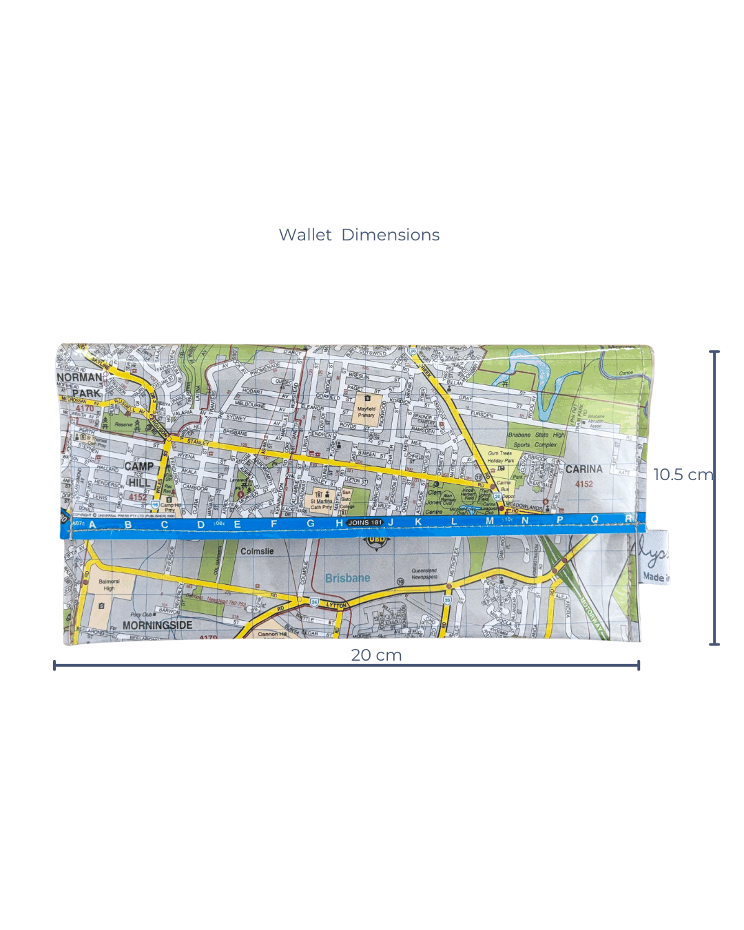 Recycled Street Map Wallet - Cannon Hill, Carina, Morningside, Colmslie