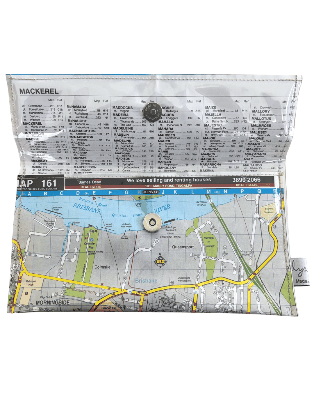 Recycled Street Map Wallet - Cannon Hill, Carina, Morningside, Colmslie