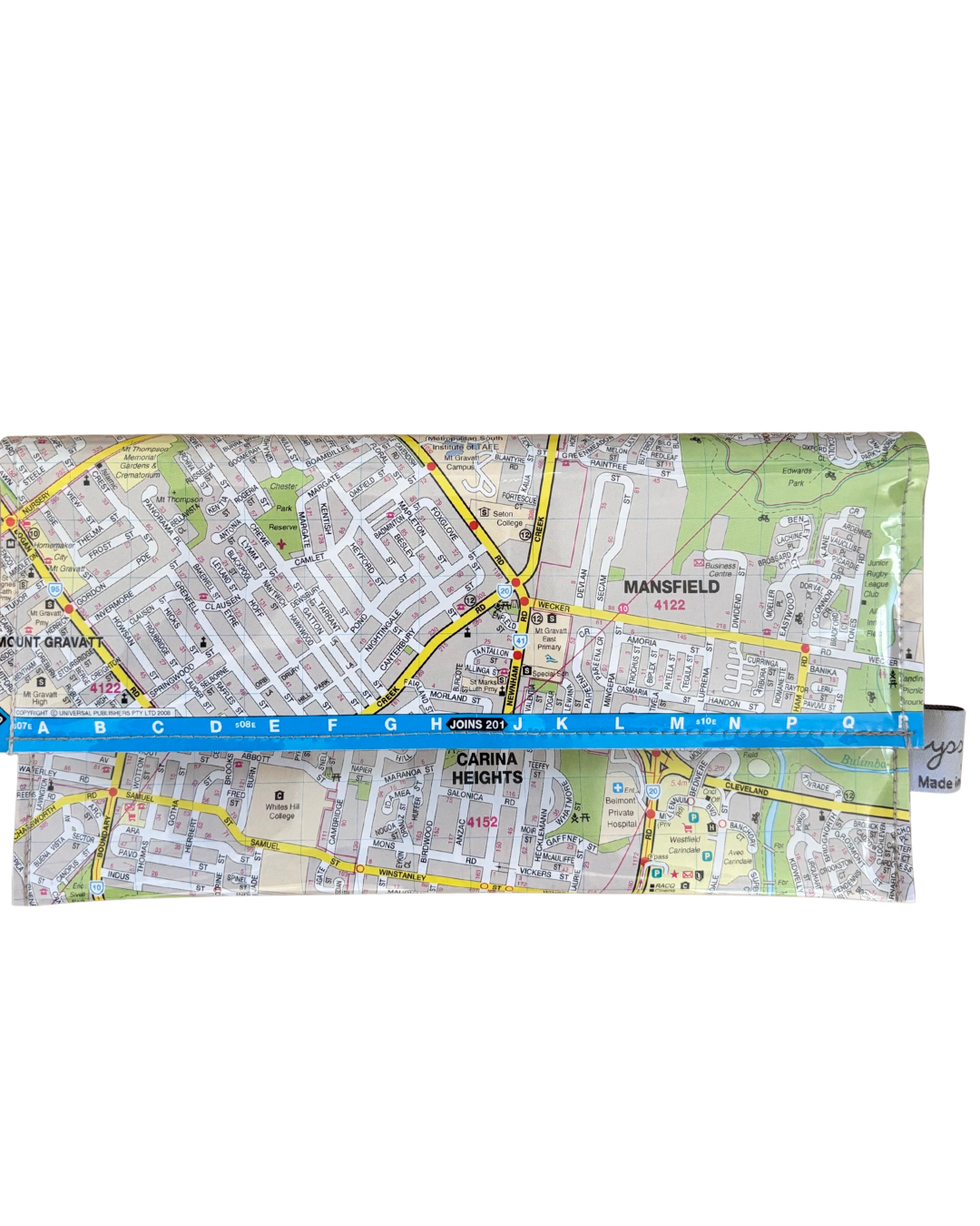 Recycled Street Map Wallet - Carina Heights, Camp Hill, Holland Park, Mount Gravatt East, Mansfield,
