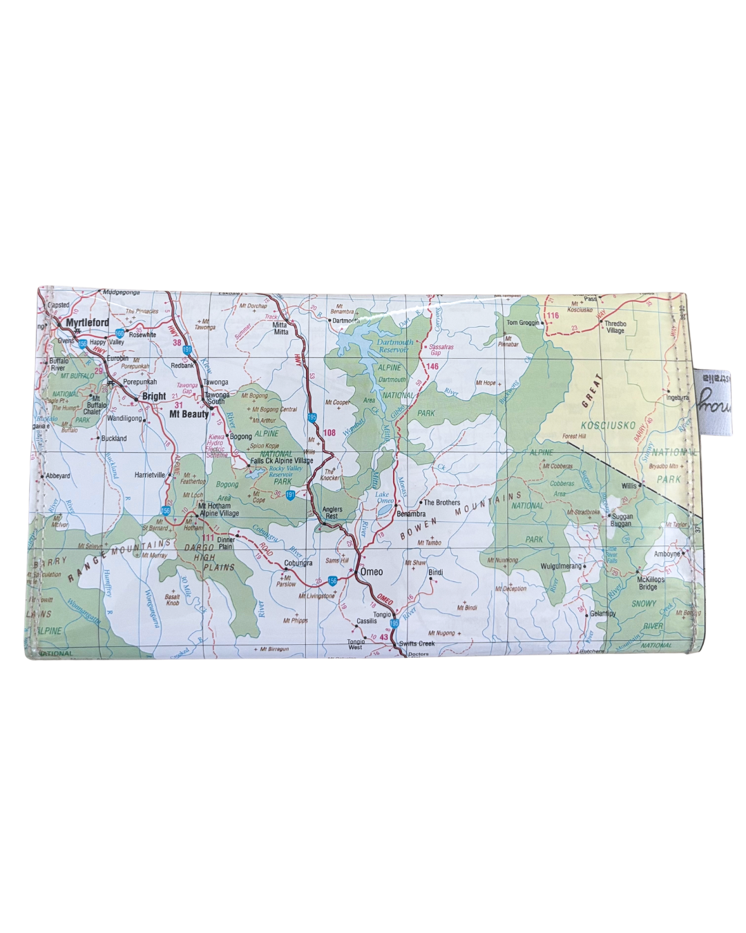 Recycled Map Wallet - VIC - Bairnsdale, Myrtleford, Wodonga, Albury