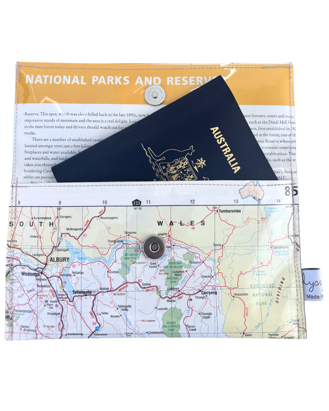 Recycled Map Wallet - VIC - Bairnsdale, Myrtleford, Wodonga, Albury