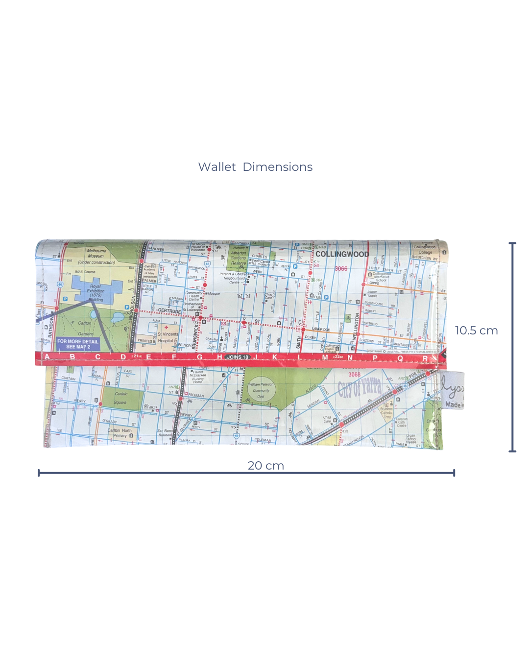 Recycled Street Map Wallet - Collingwood, Fitzroy, Carlton, Clifton Hill