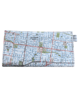 Recycled Map Wallet by LyssyMay Melbourne suburbs including Box Hill.  Back view of wallet.