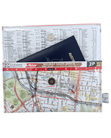 Map pouch with a map design on a white background
