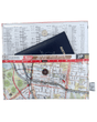 Map pouch with a map design on a white background