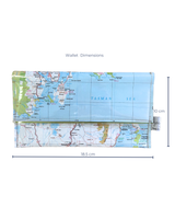 Recycled Map Wallet - Tasmania East Coast - Hobart, Swansea, Bruny Island