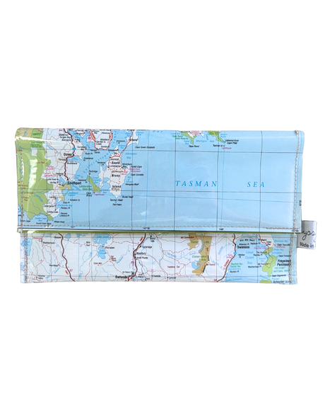 Recycled Map Wallet - Tasmania East Coast - Hobart, Swansea, Bruny Island