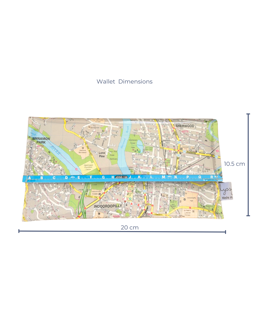Recycled Street Map Wallet - Indooroopilly, Sherwood, Taringa, Chelmer, Fig Tree Pocket