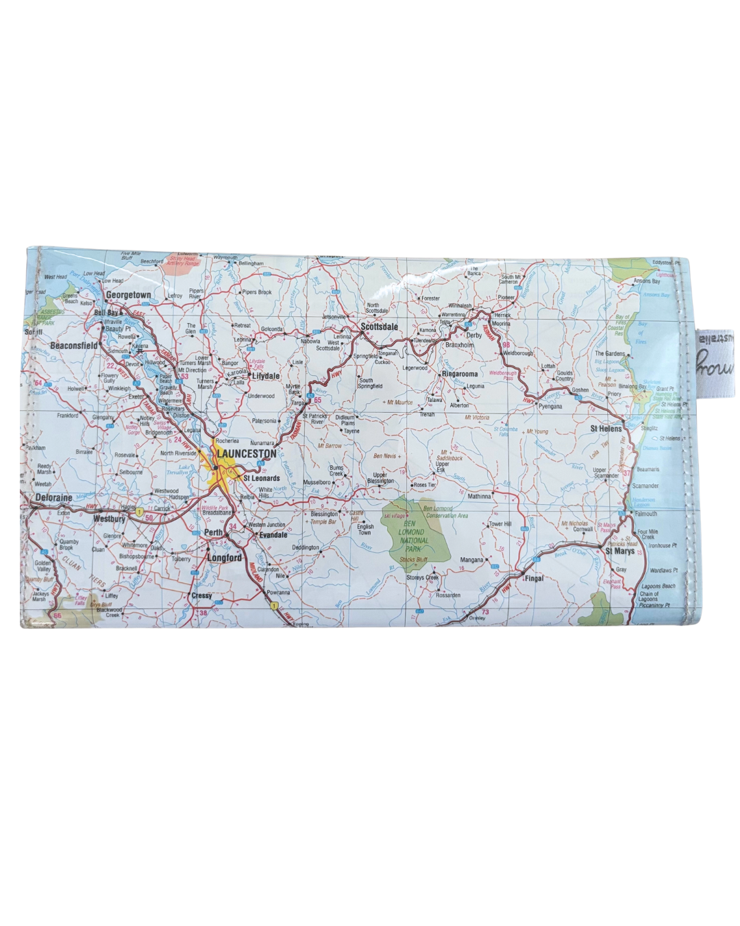 Recycled Map Wallet - TAS - Launceston, Flinders Island, Swansea, St Helens