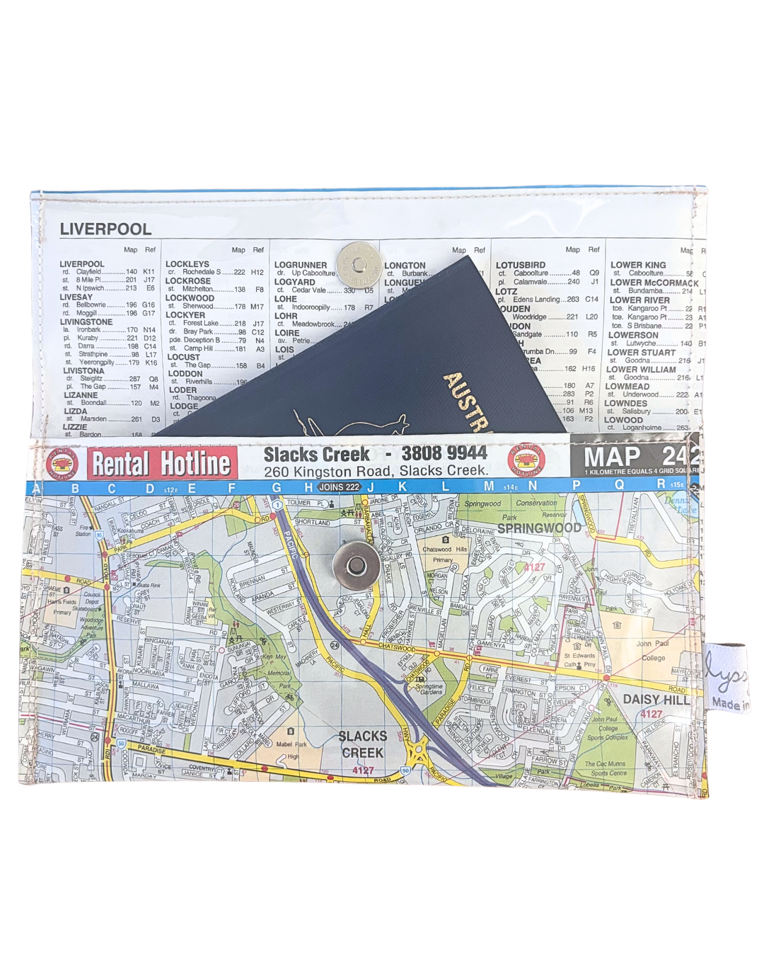 Recycled Street Map Wallet - Loganlea, Meadowbrook, Slacks Creek, Springwood