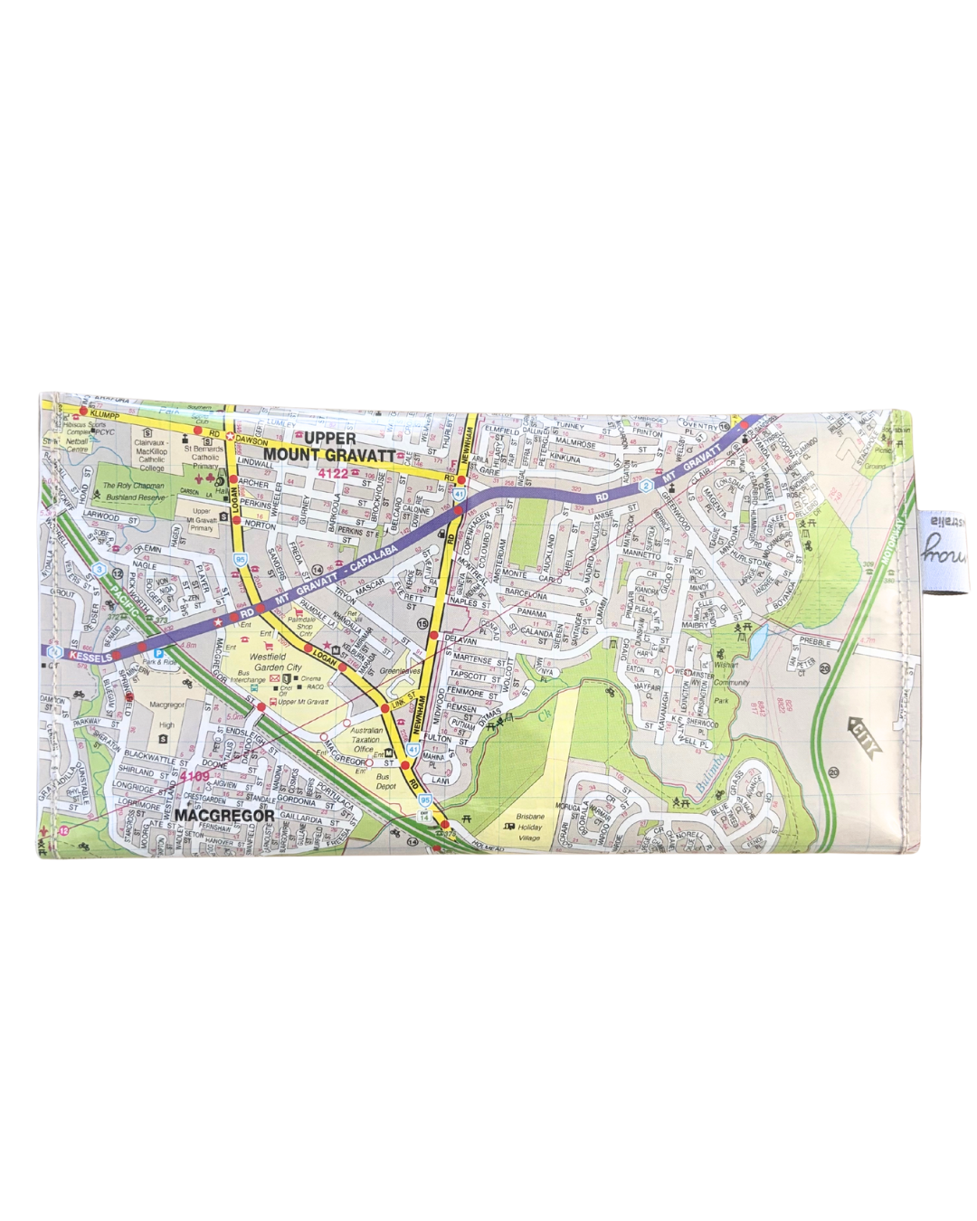 Recycled Street Map Wallet - Mount Gravatt, Mansfield, Eight Mile Plains, Wishart