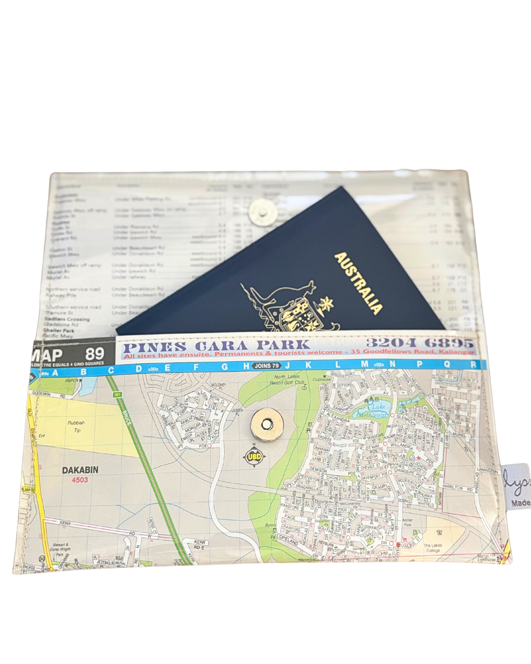 Recycled Street Map Wallet - Murrumba Downs, Griffin, North Lakes, Kallangur, Dakabin