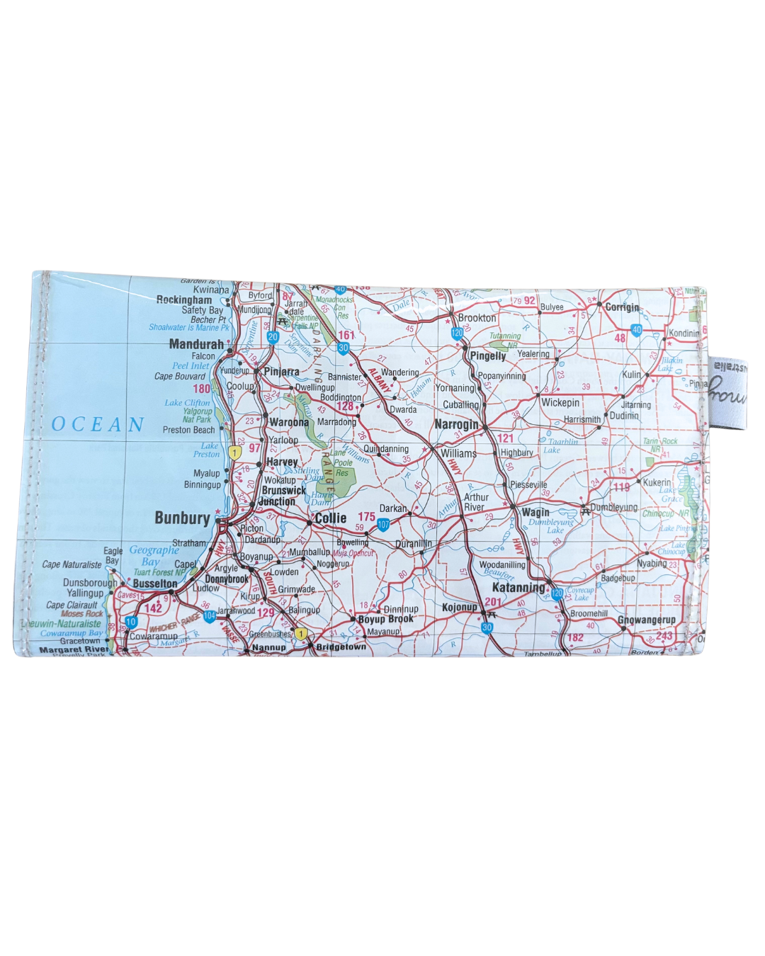 Recycled Map Wallet - WA - Perth, Bunbury, Albany