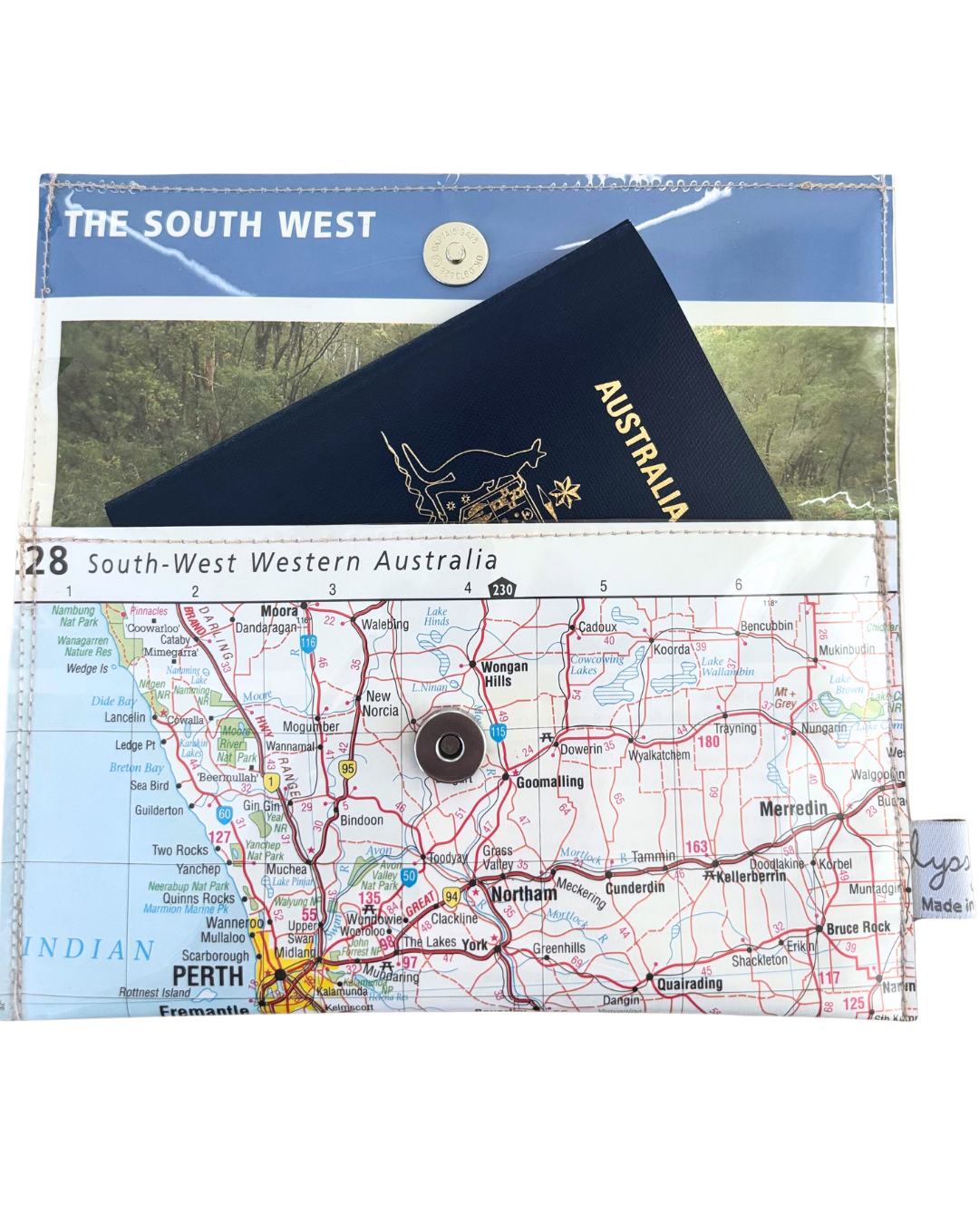 Recycled Map Wallet - WA - Perth, Bunbury, Albany