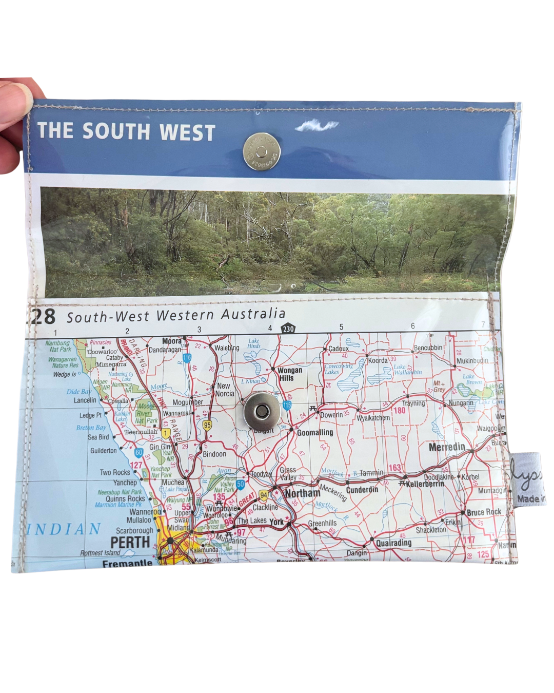 Recycled Map Wallet - WA - Perth, Bunbury, Albany