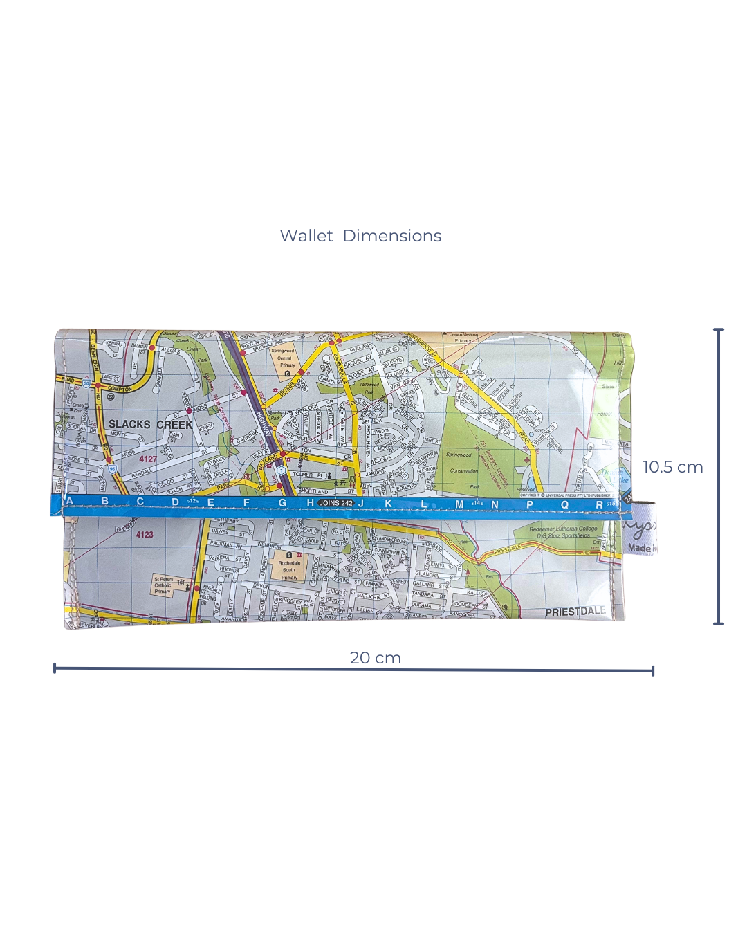 Recycled Street Map Wallet - Slacks Creek, Springwood, Rochedale, Burbank
