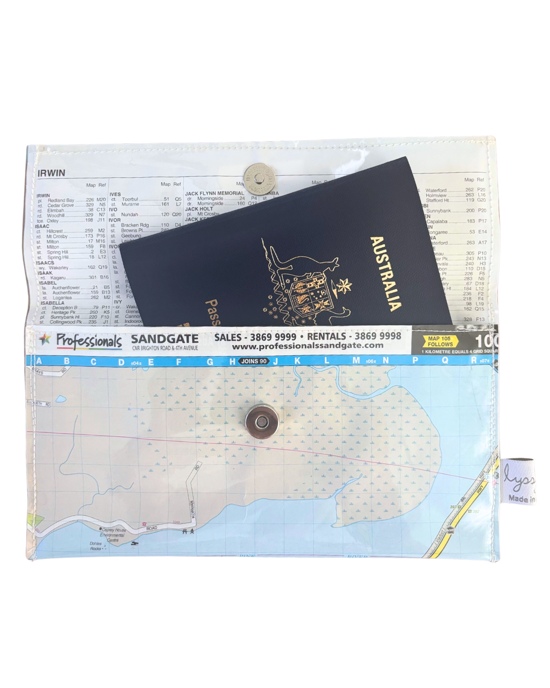 Recycled Street Map Wallet - Sandgate, Bracken Ridge, Brighton