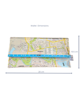 Map wallet with dimensions indicated by a ruler on a white background