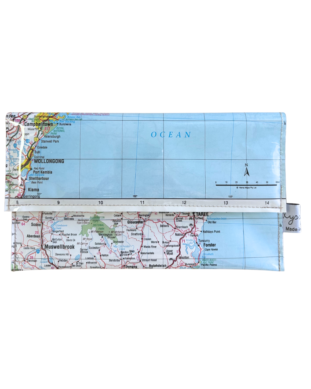 Recycled Map Wallet - NSW - Woollongong, Sydney, Newcastle, Port Macquarie