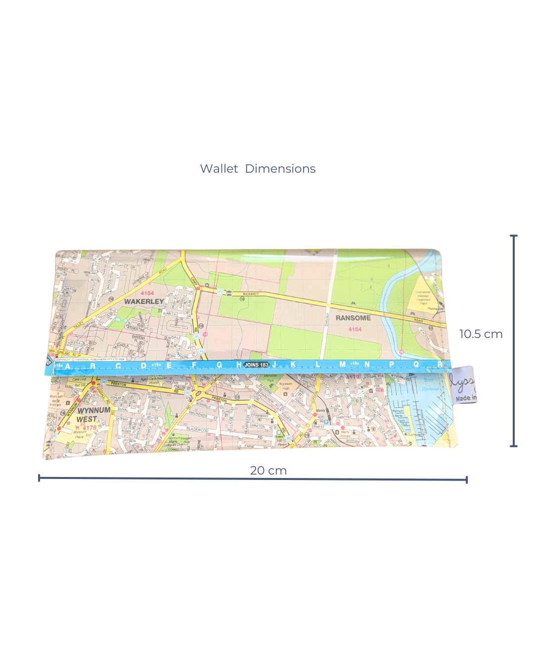 Recycled Street Map Wallet - Manly, Wakerley, Ransome, Wynnum, Lota