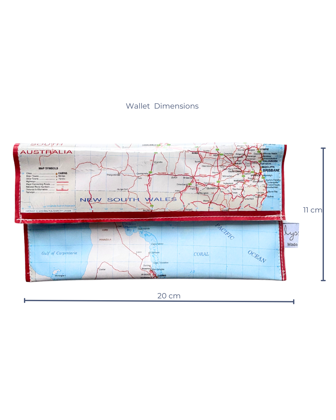 Recycled Street Map Wallet - Lyssy May Handmade Wallet recycled map Queensland and Northern NSW