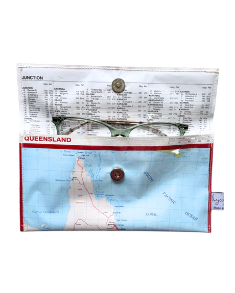 Recycled Street Map Wallet - Lyssy May Handmade Wallet recycled map Queensland and Northern NSW
