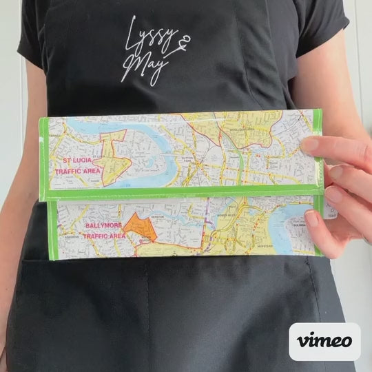 Recycled Street Map Wallet - Brisbane Parking Areas