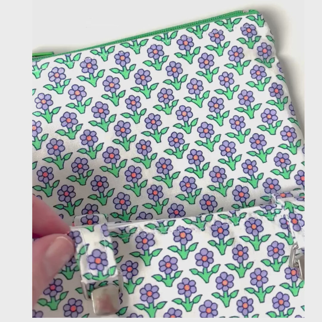 Jemima in Purple Floral  Mini Fabric Bag + Matching Zip Purse