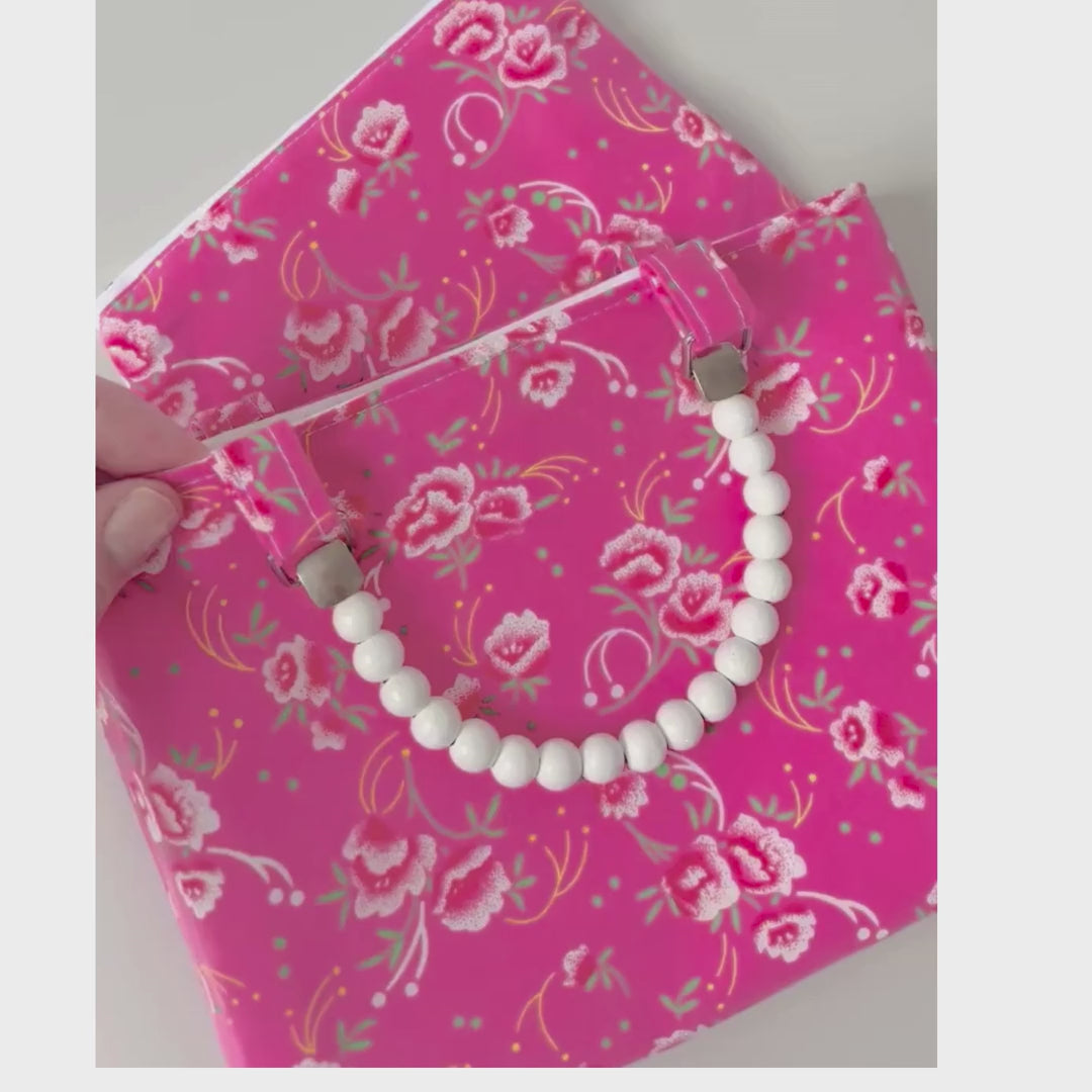 Penelope in Pink Peony Mini Fabric Bag + Matching Zip Purse