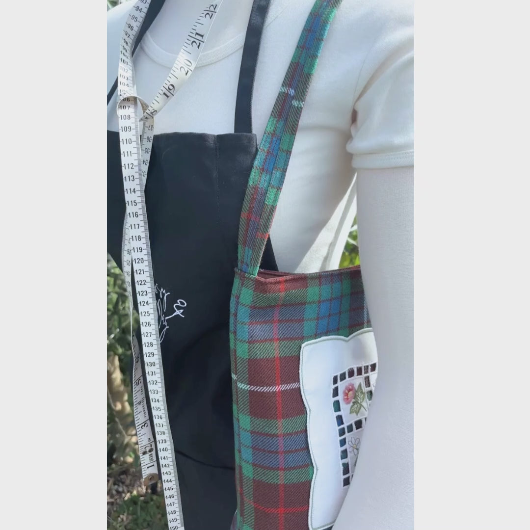 Fraser Tartan Bag – Embroidered Doily Pocket & Shoulder Strap