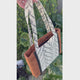 Burnt Caramel Noir Tote featuring Japanese Cotton/Linen with panel detail