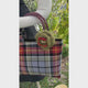 Wool Tartan Bag – Flower Brooch & Glass Bead Handles