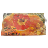 back view of recipe book wallet featuring fruit desserts