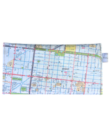 Map-patterned wallet on a white background