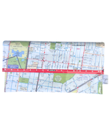 Map-patterned handmade wallet on a white background